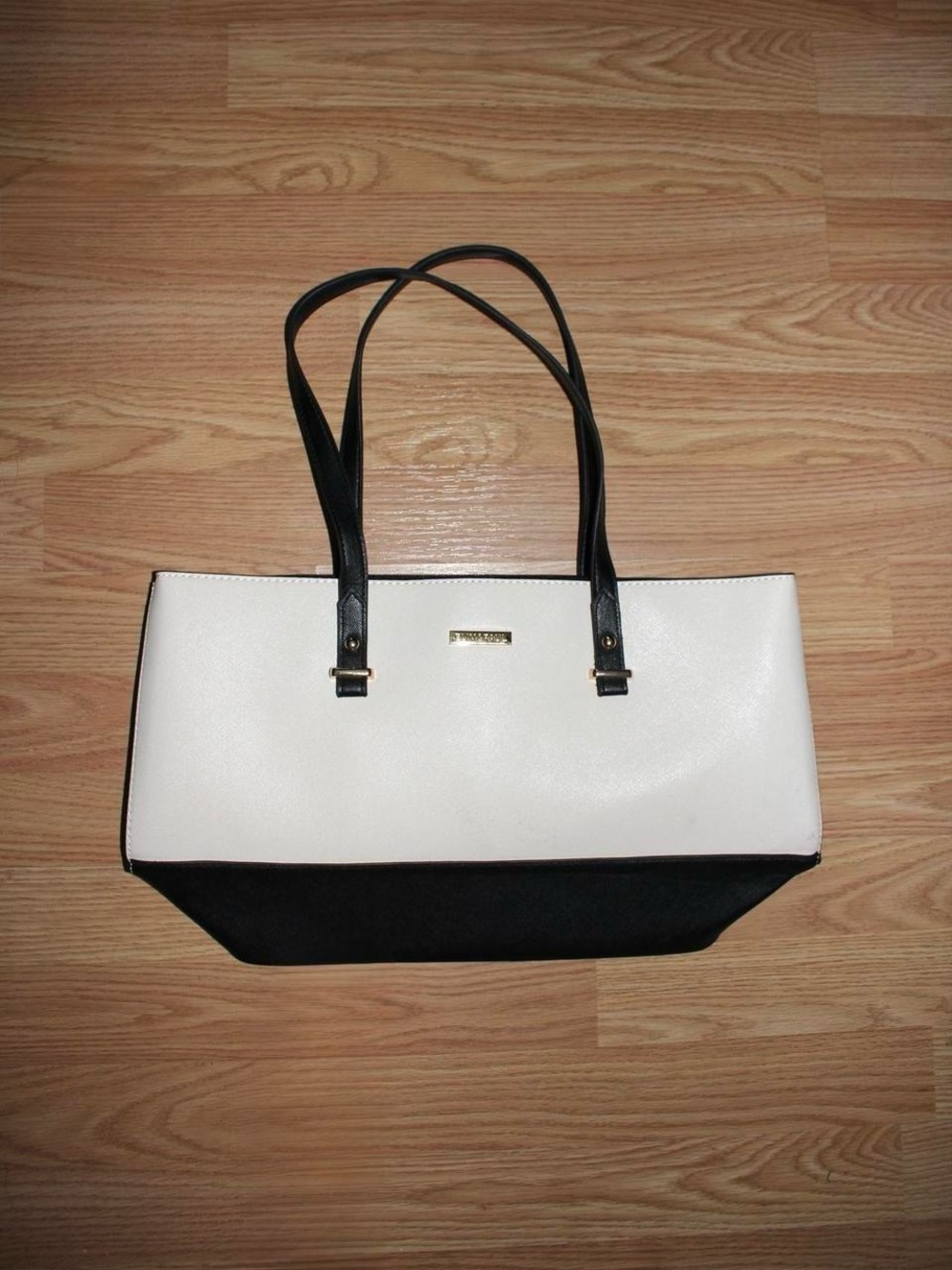 Black and White Tote Bag with Double Straps